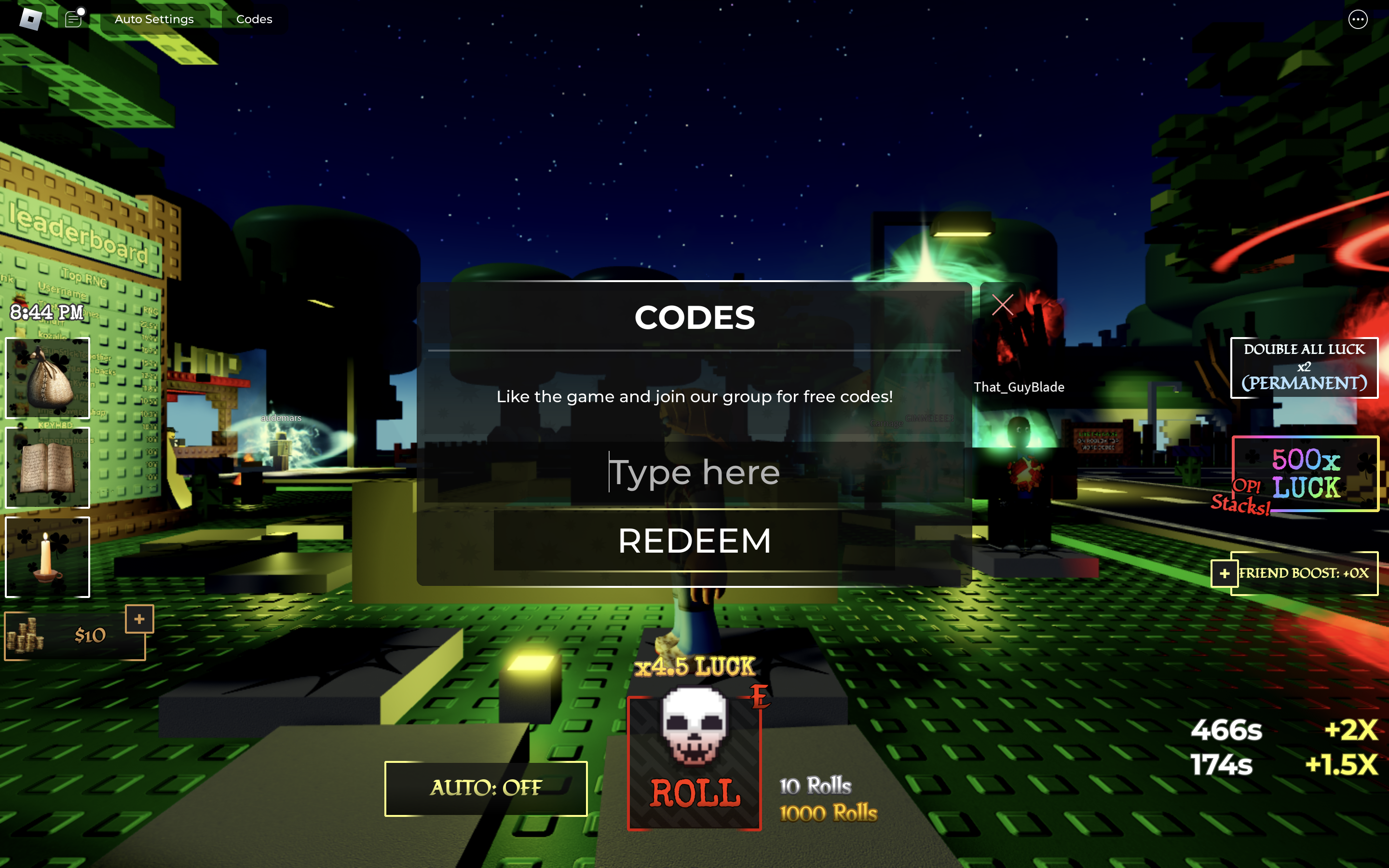 Redeem Codes In Horrors RNG