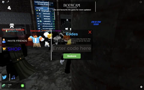 Redeem Codes In Roblox Bodycam