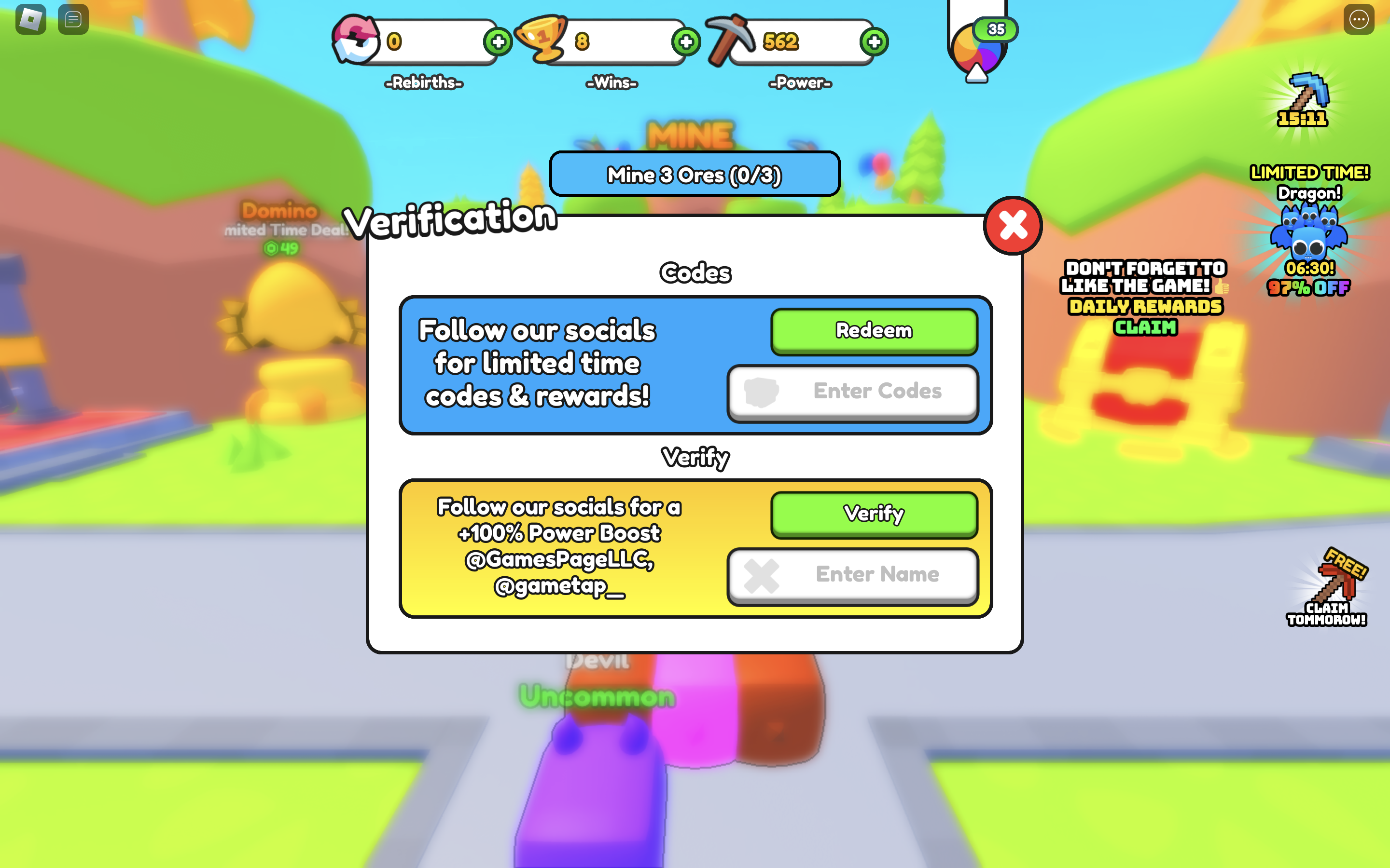 Redeem Codes In Strongest Pickaxe Simulator