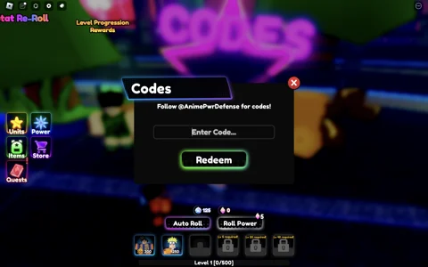 Redeem Codes in Anime Power Defense