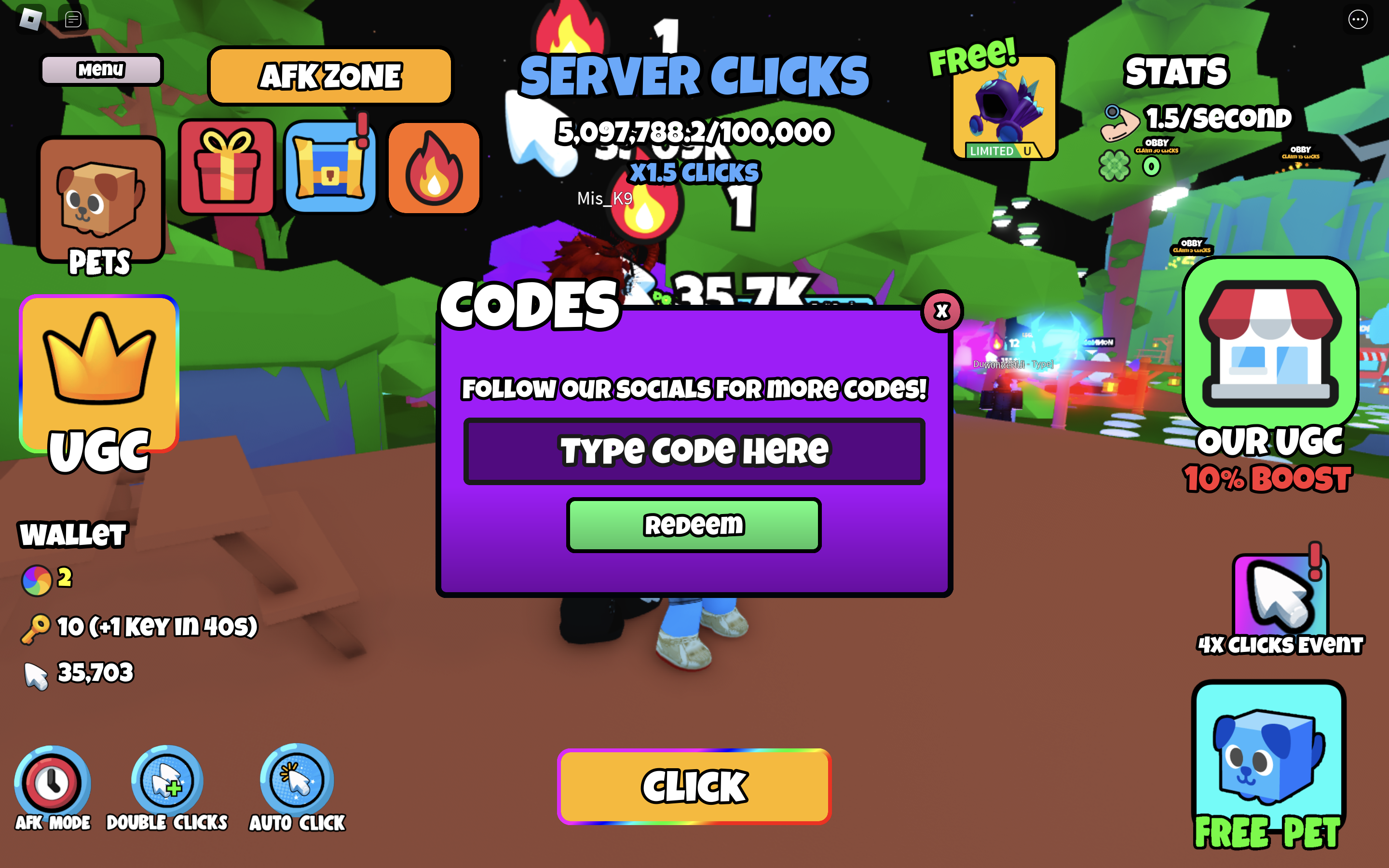 Blox Fruits Free UGC Clicker Codes (July 2024)