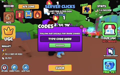 Redeem Codes in Blox Fruits Free UGC Clicker