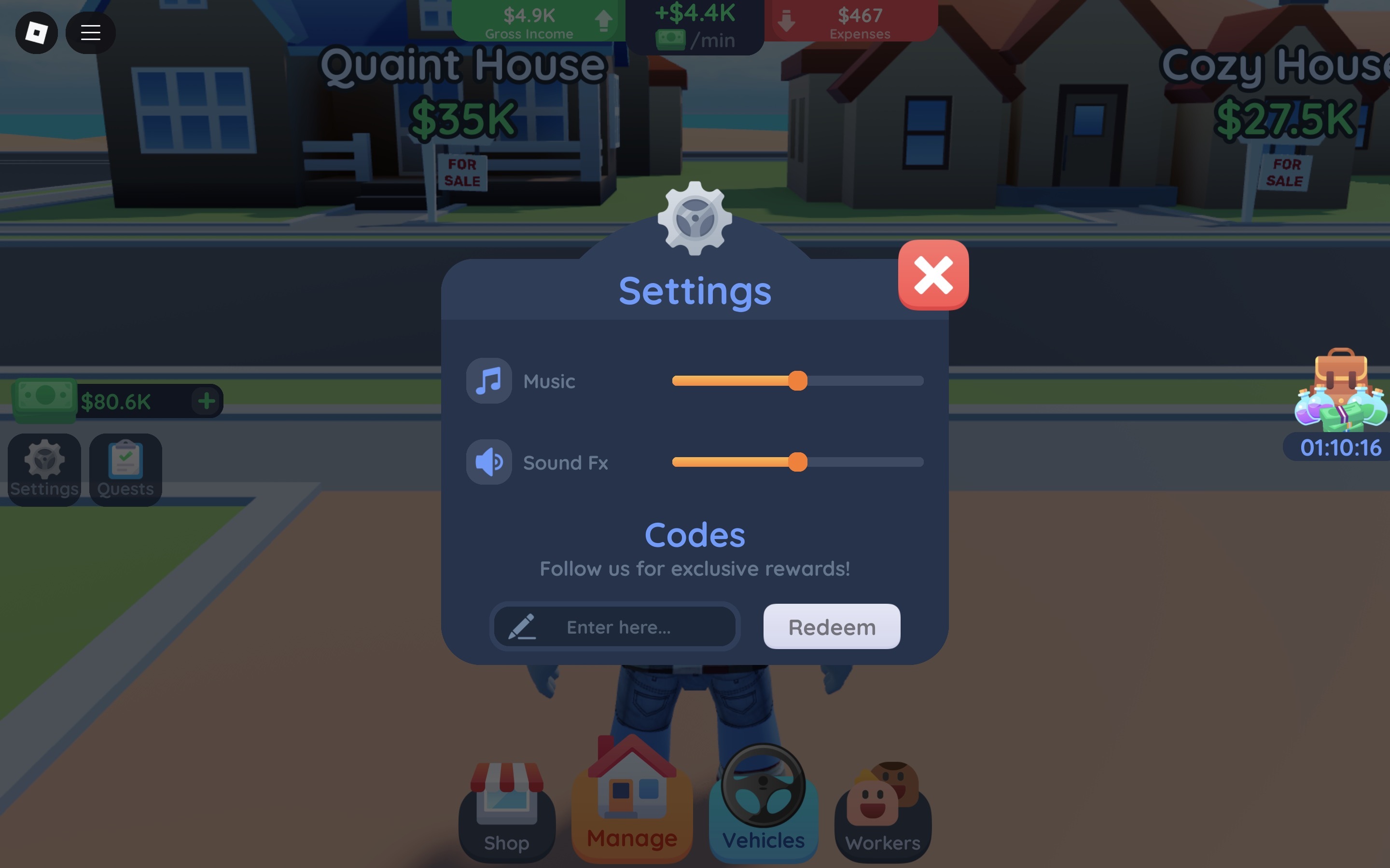 Redeem Codes in Investor City