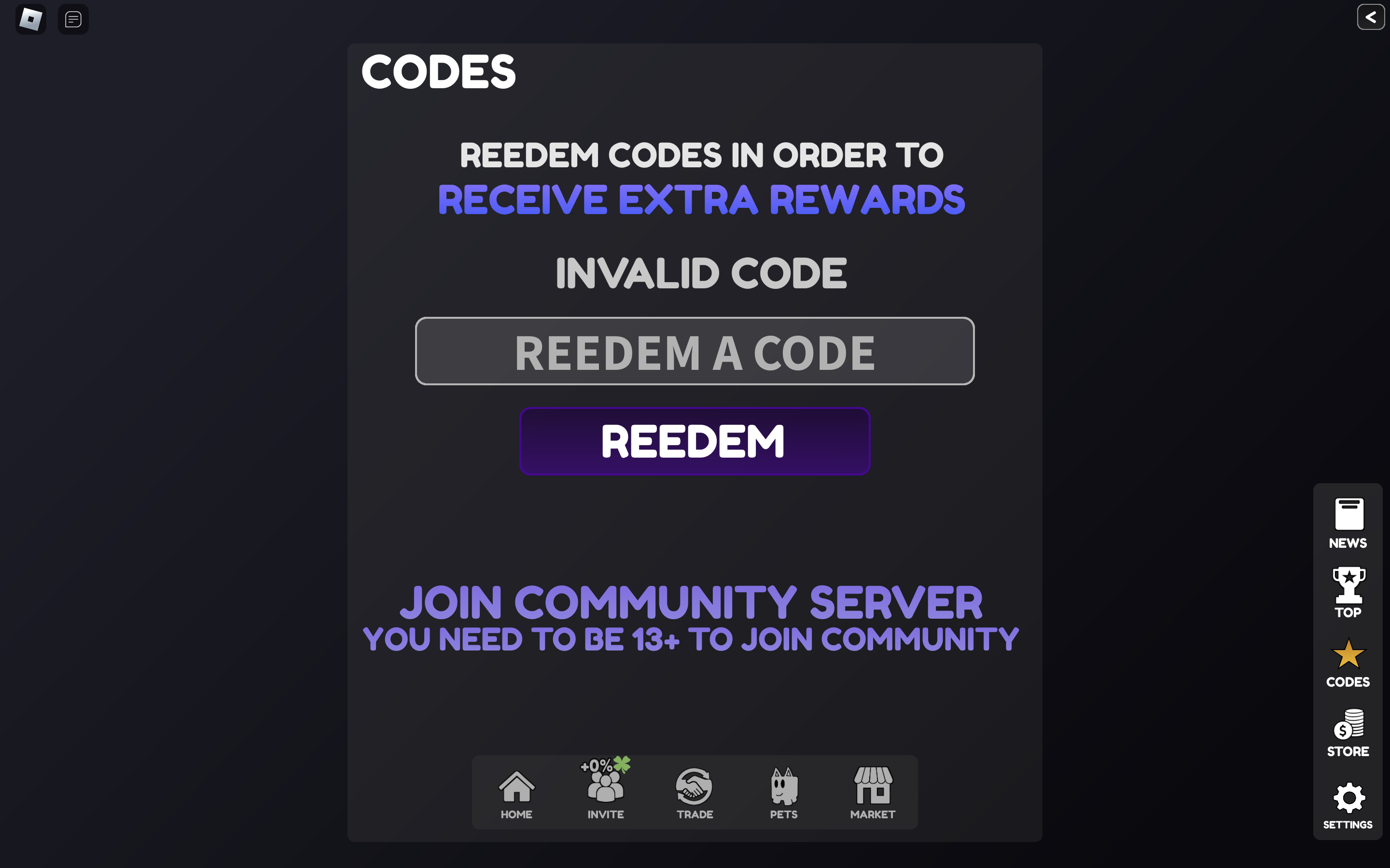 Redeem Codes in Pet Market