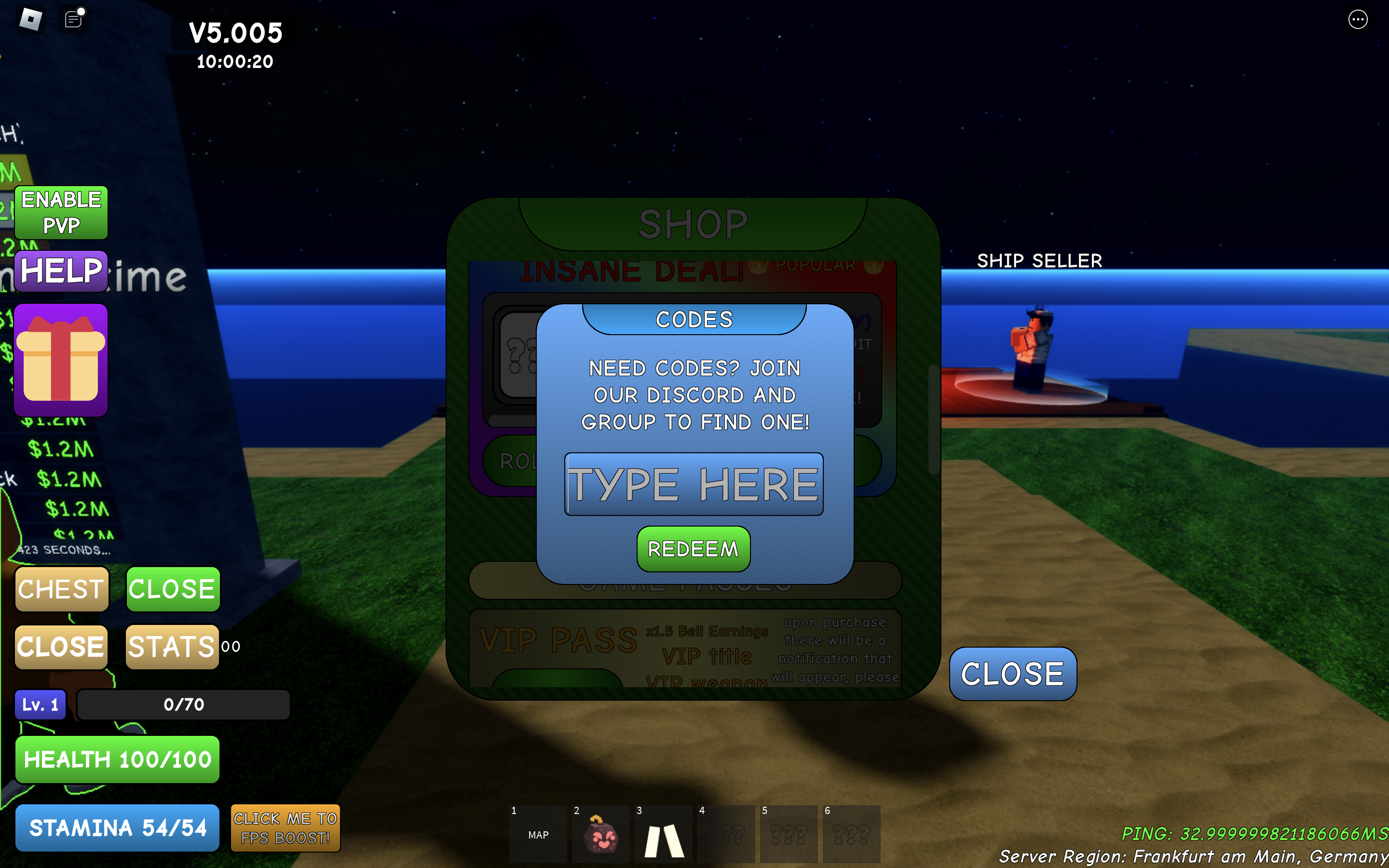 Redeem Codes in Real Blox Fruits