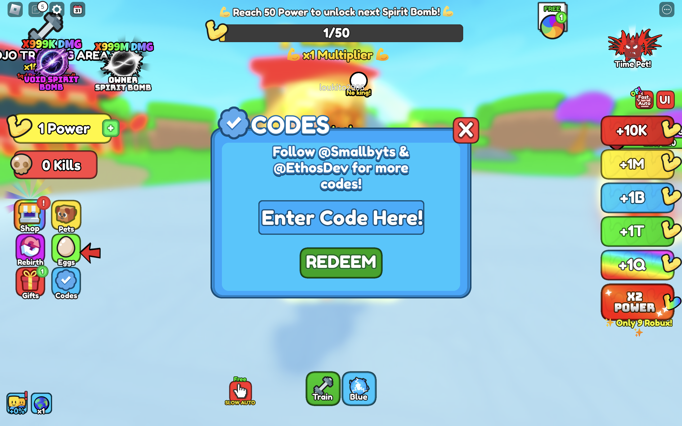 Redeem Codes in Spirit Bomb Simulator