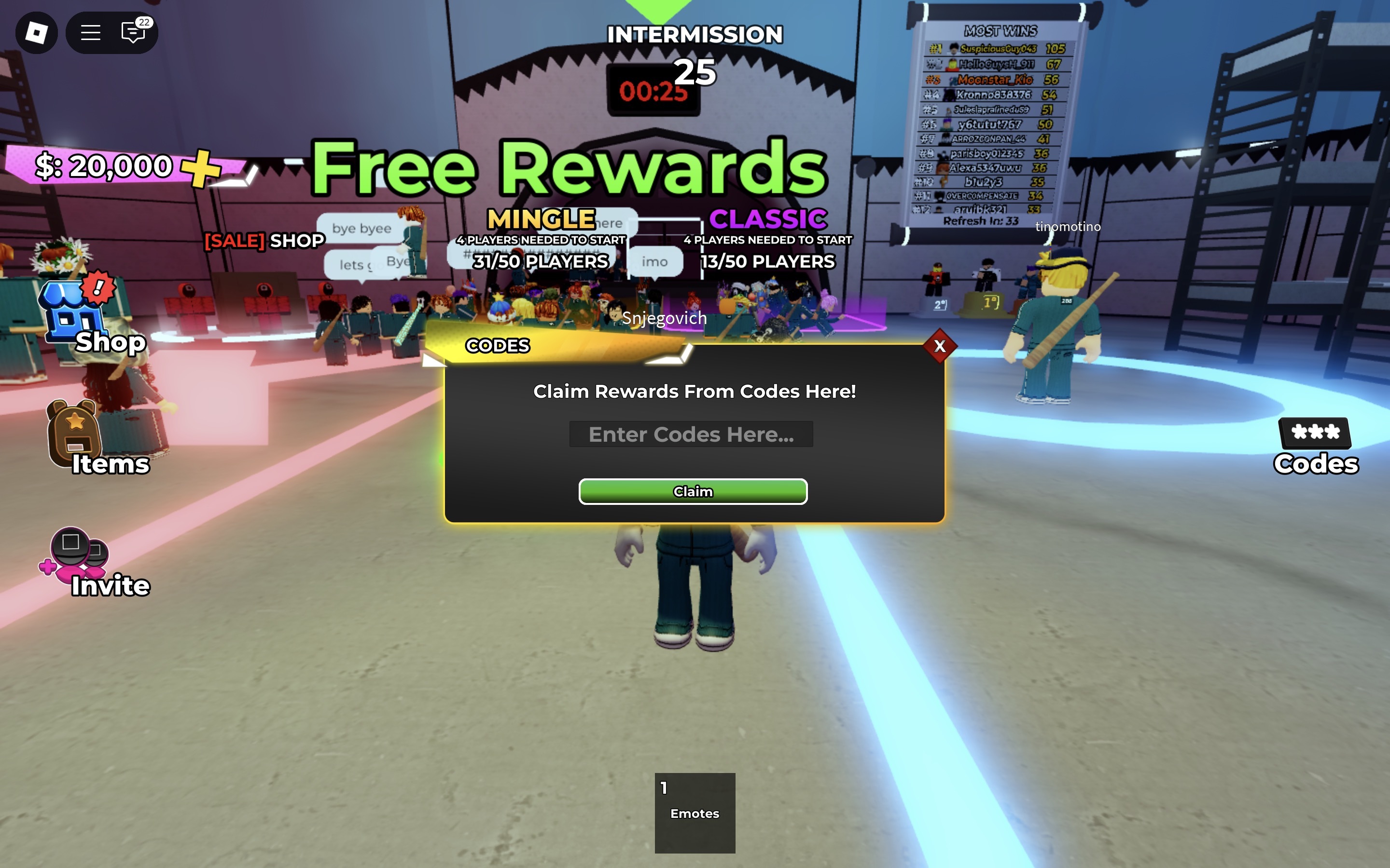 Redeem Codes in Squiddy Game