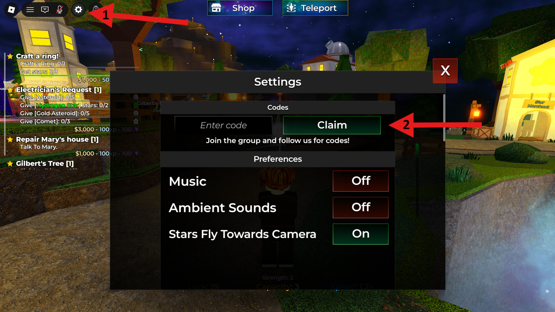 Redeeming Codes in Star Fishing