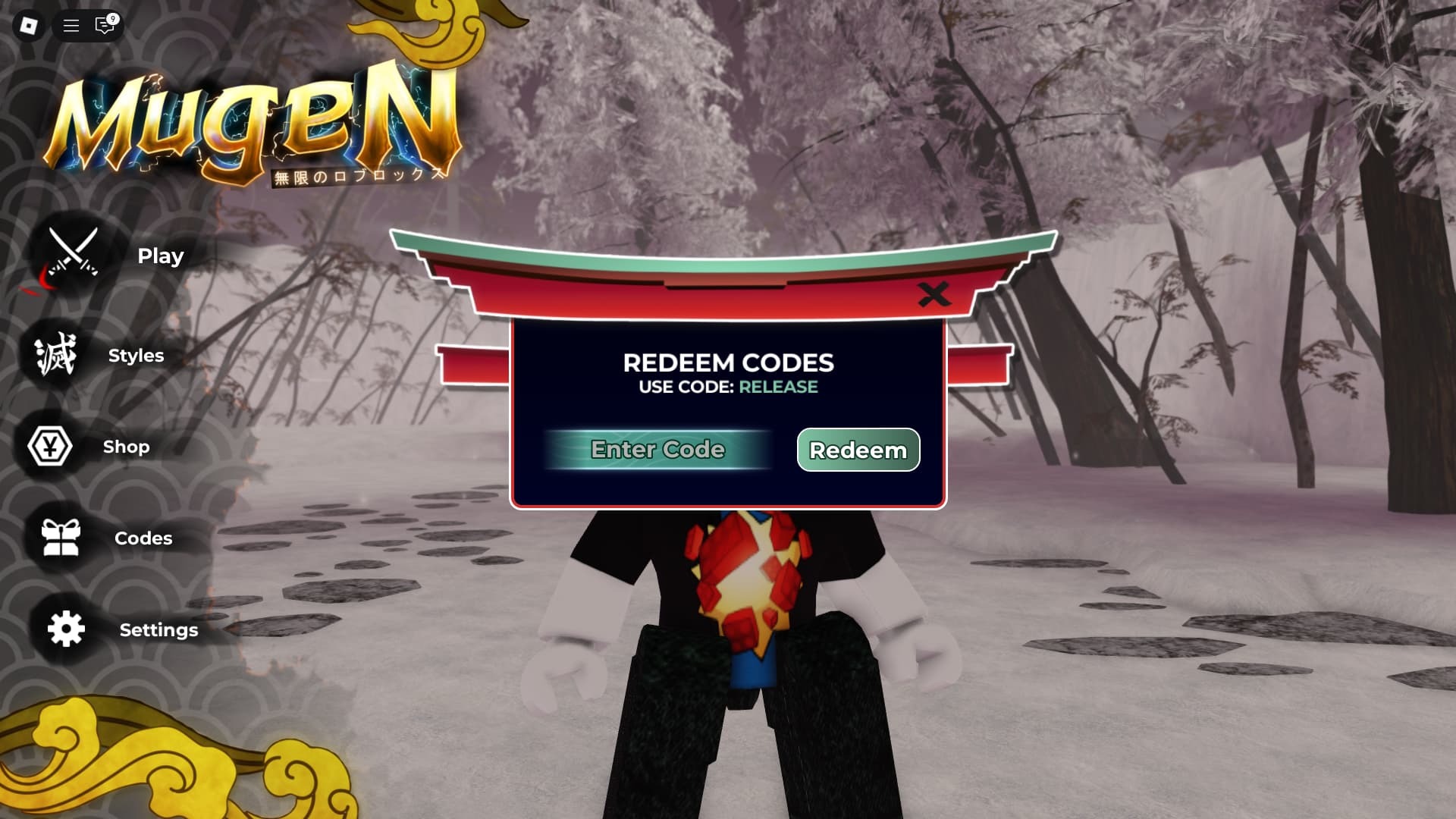 Roblox Mugen main menu codes