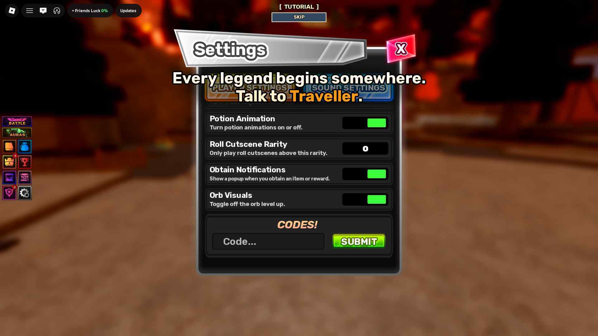 Roblox Unscathed RNG how to redeem codes 2