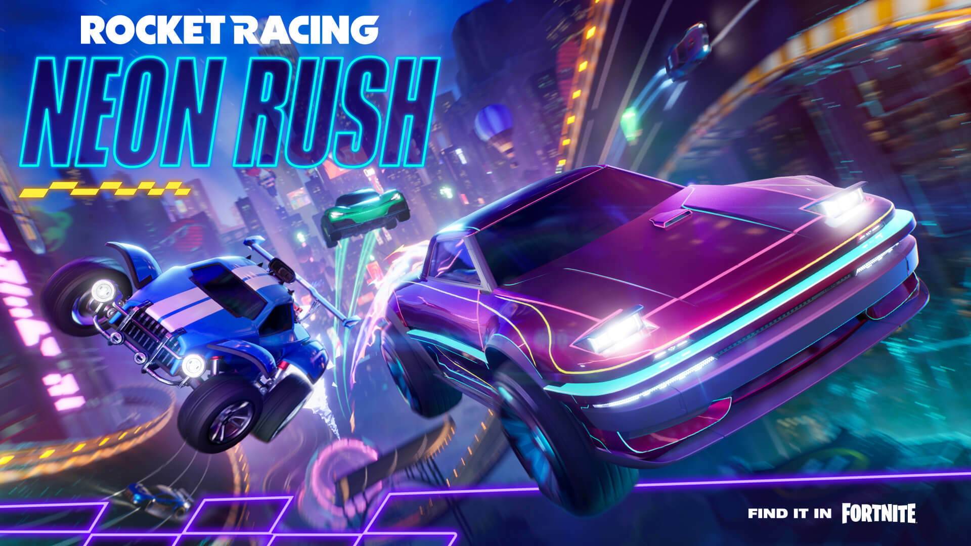 Rocket Racing Season 1 Neon Rush: новые трассы, скины, автомобили и многое другое