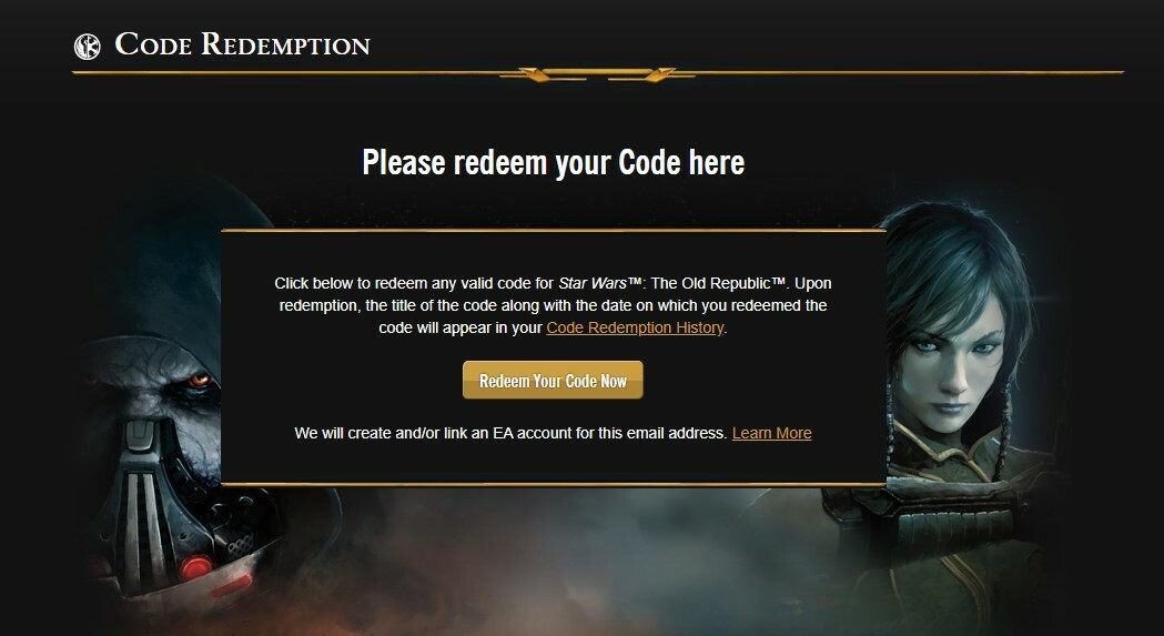 SWTOR redeem codes