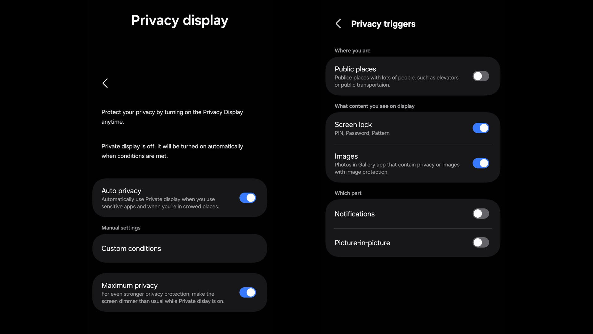 Samsung Galaxy S26 Ultra Privacy Screen Settings