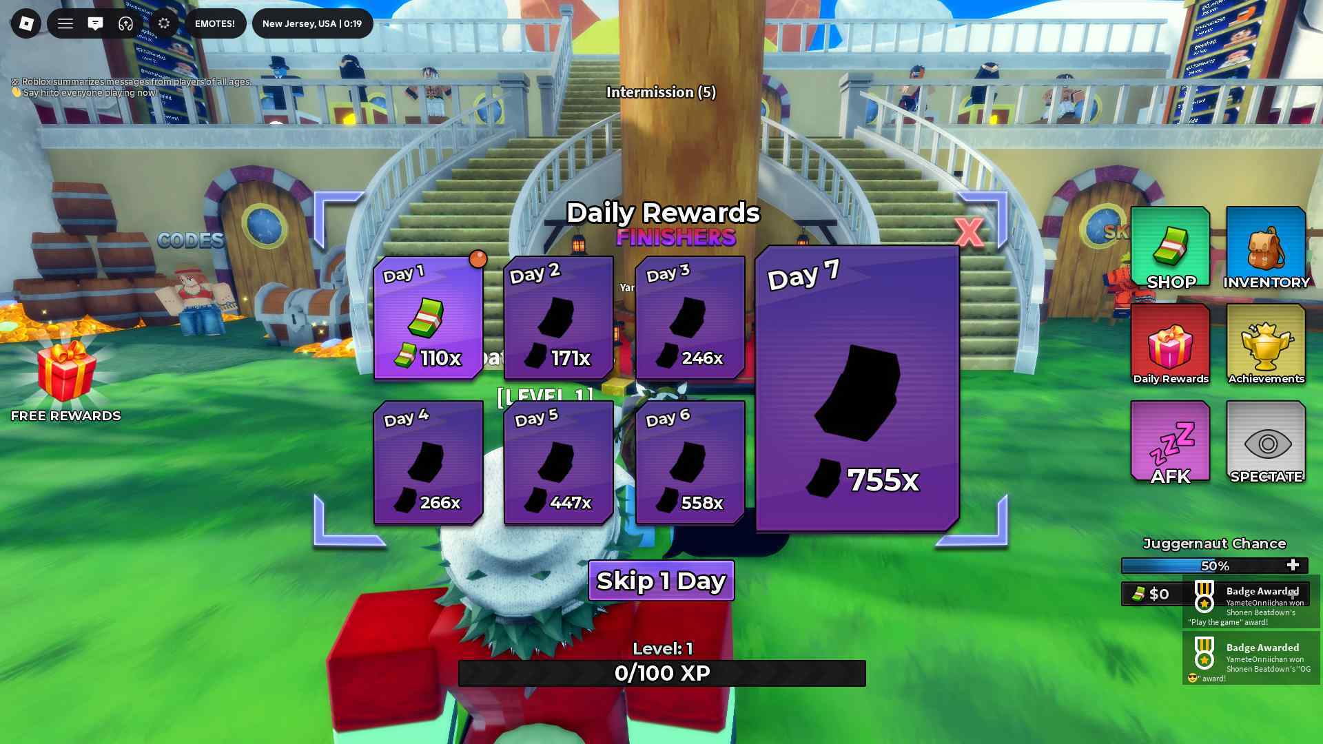 Shonen Beatdown Daily Rewards
