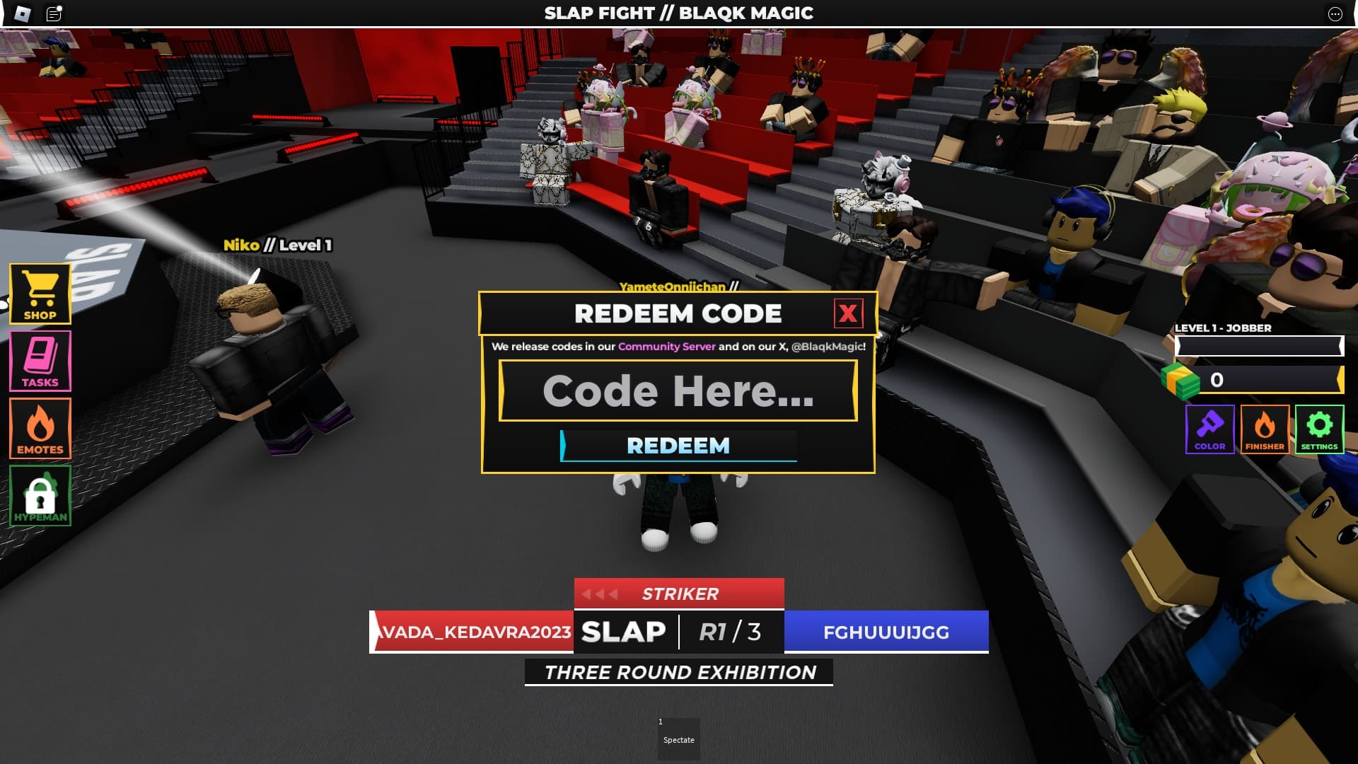 Slap Fight how to redeem codes