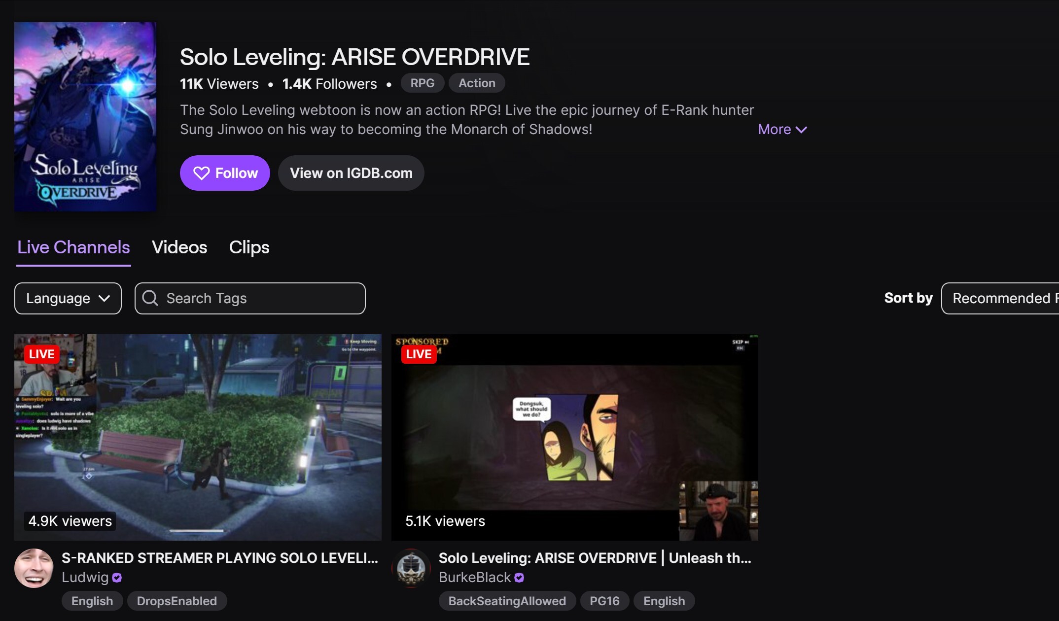 Solo Leveling A Rise overdrive twitch drops