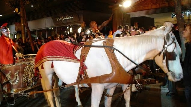 Goat carcass displayed as promotional set dressing at the God of War II launch party