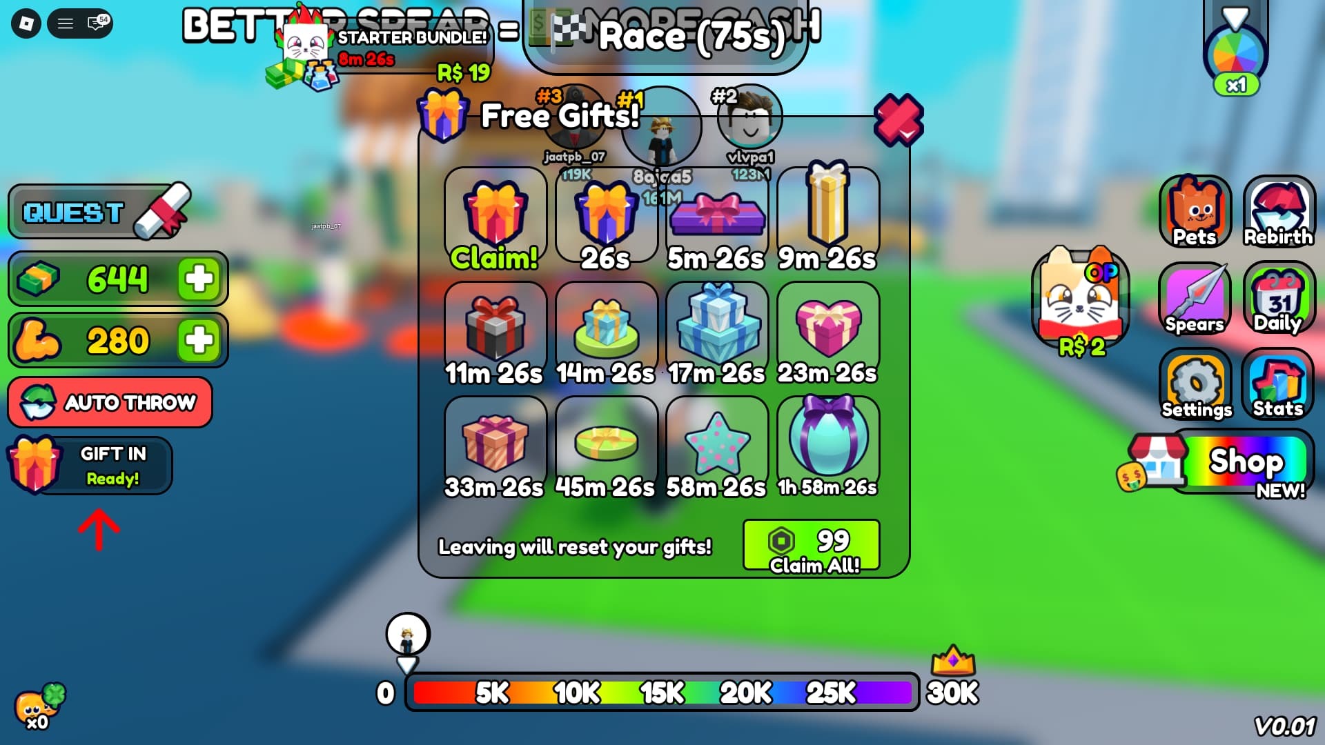 Spear Training more codes