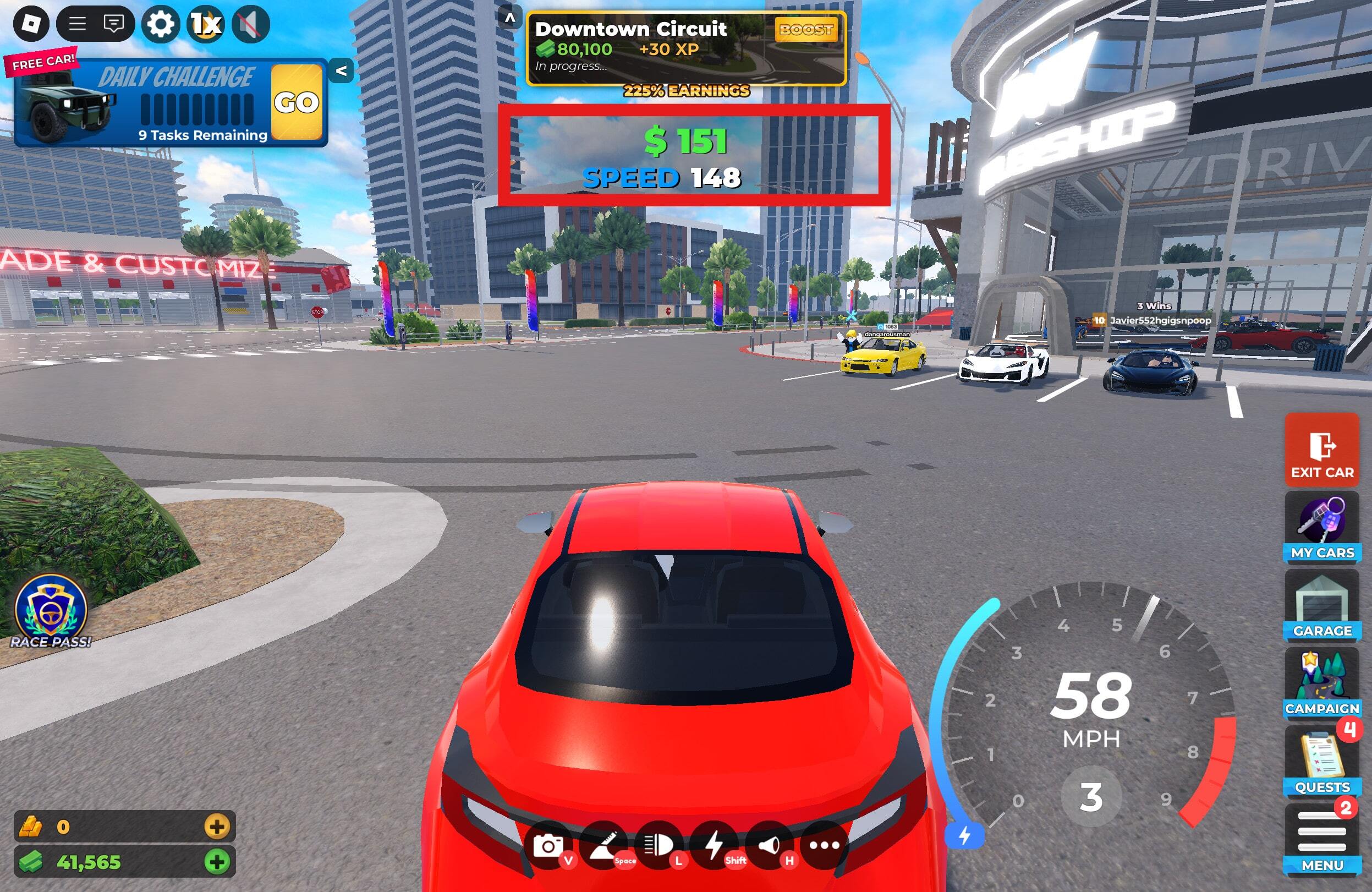 Speed Cash Reward Roblox Drive World