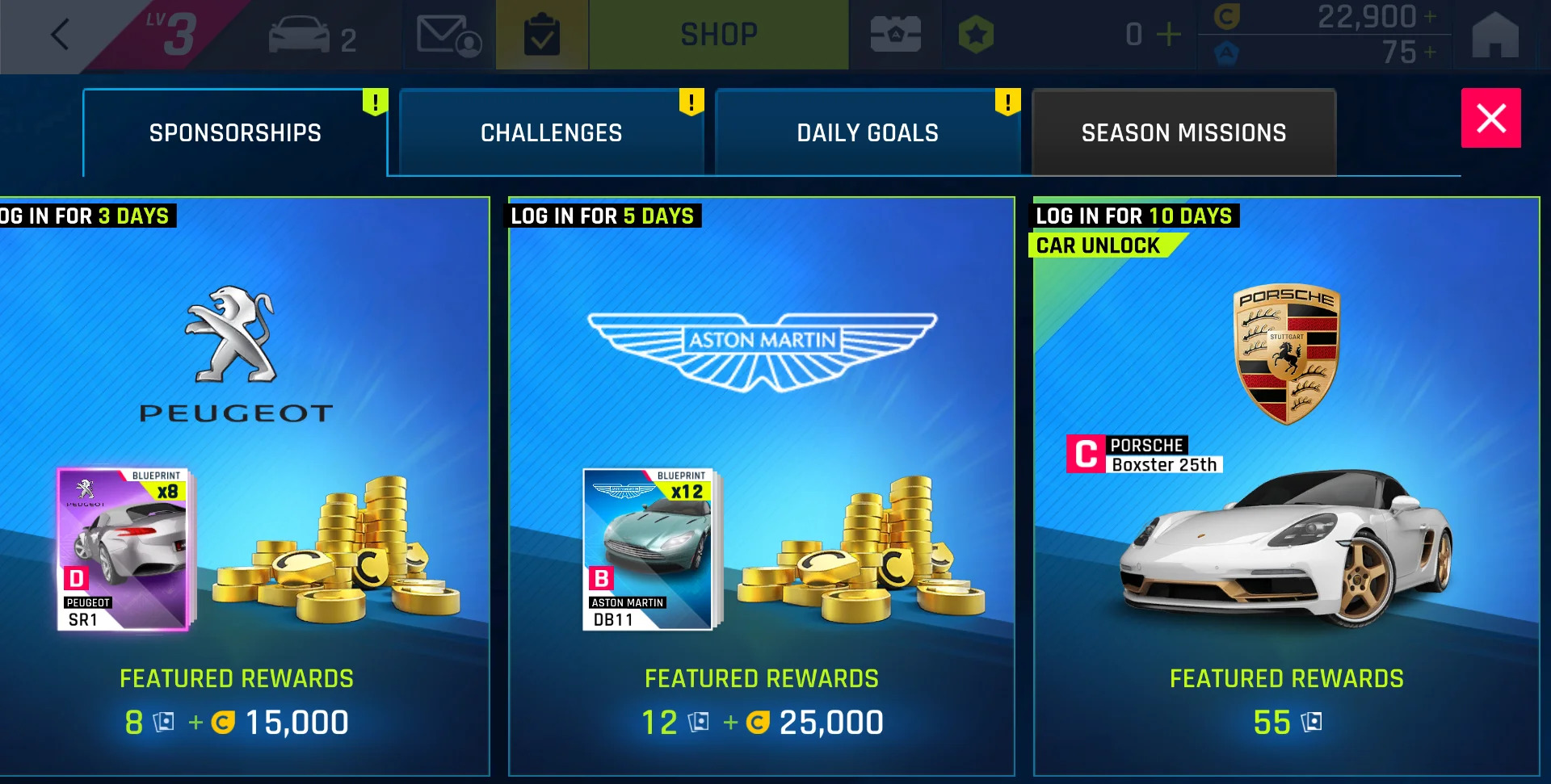 Sponsorship Selection Asphalt Legends Unite