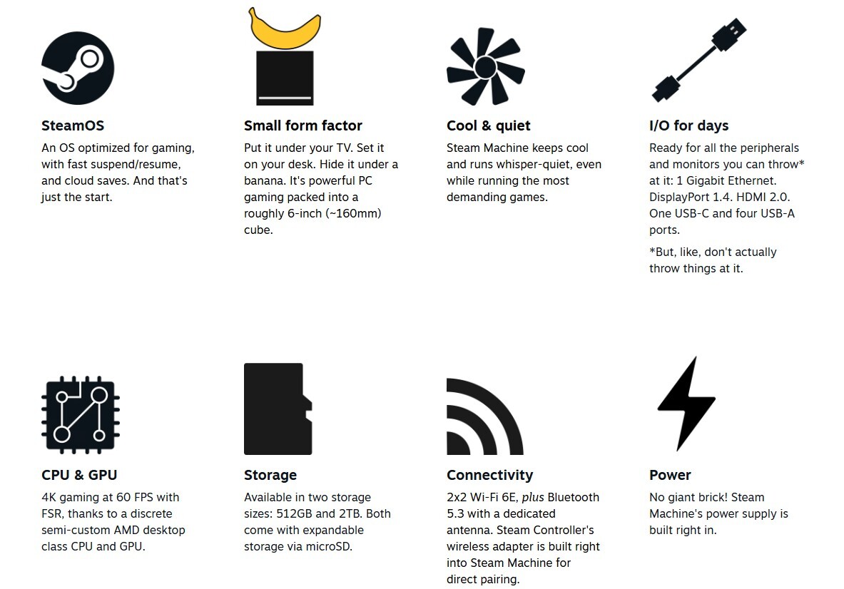 Steam Machine Core Features