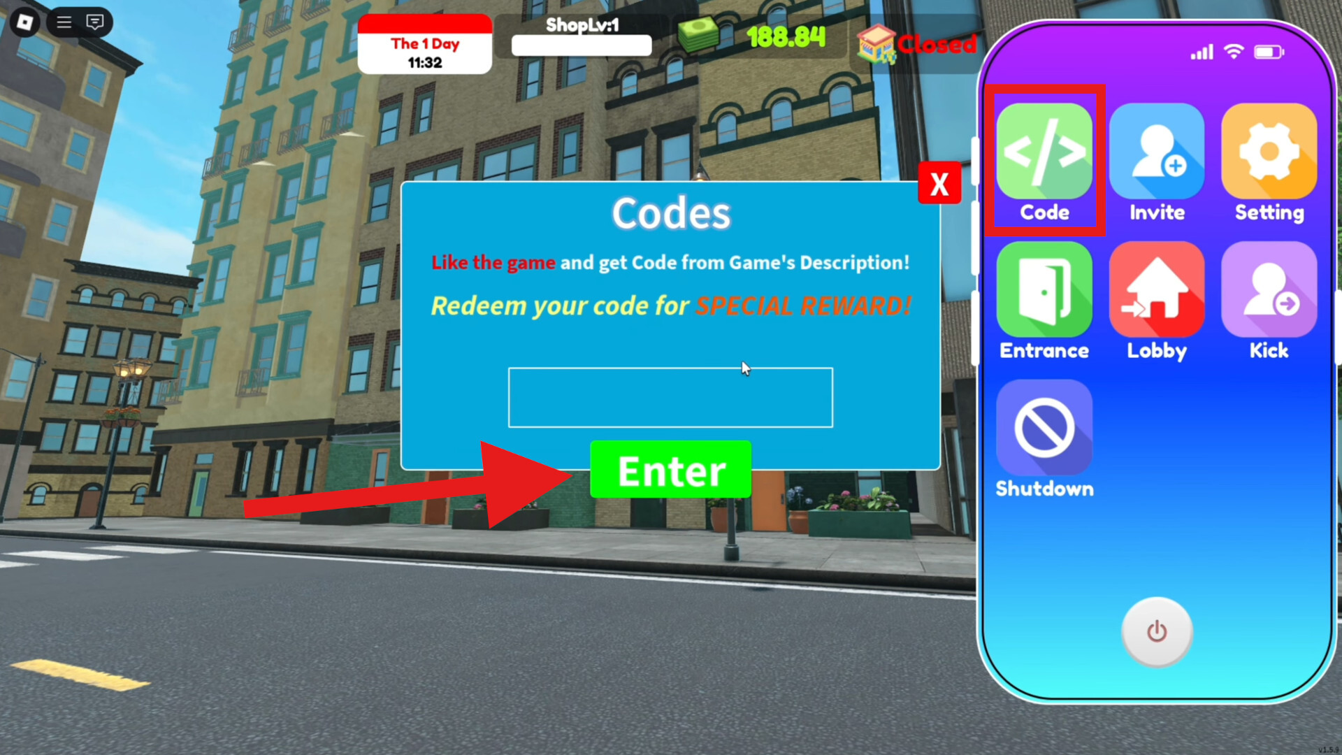 Supermarket Together Redeem Code Menu