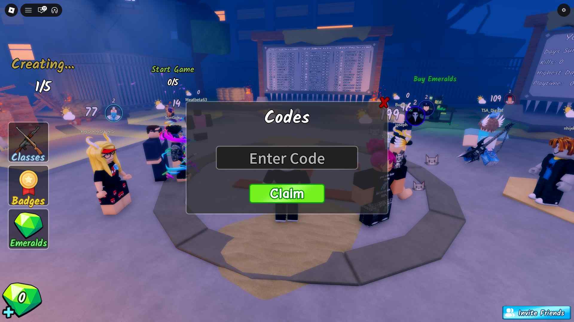 Survive the Apocalypse How To Redeem Codes 3
