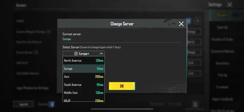 Switching Server in PUBG Mobile