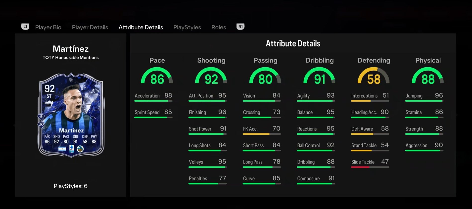 Lautaro Martínez TOITY HM Stats