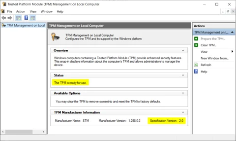 TPM Supported Screen