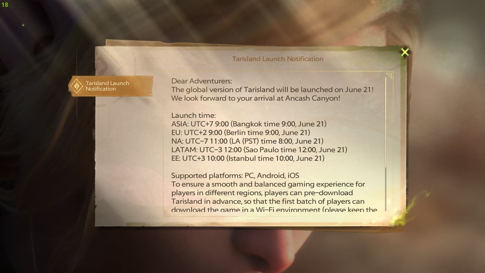 Tarisland Server Time