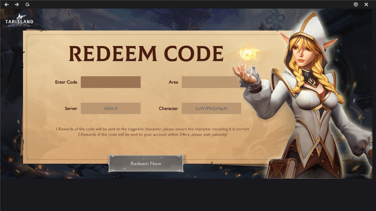 Tarisland redeem code