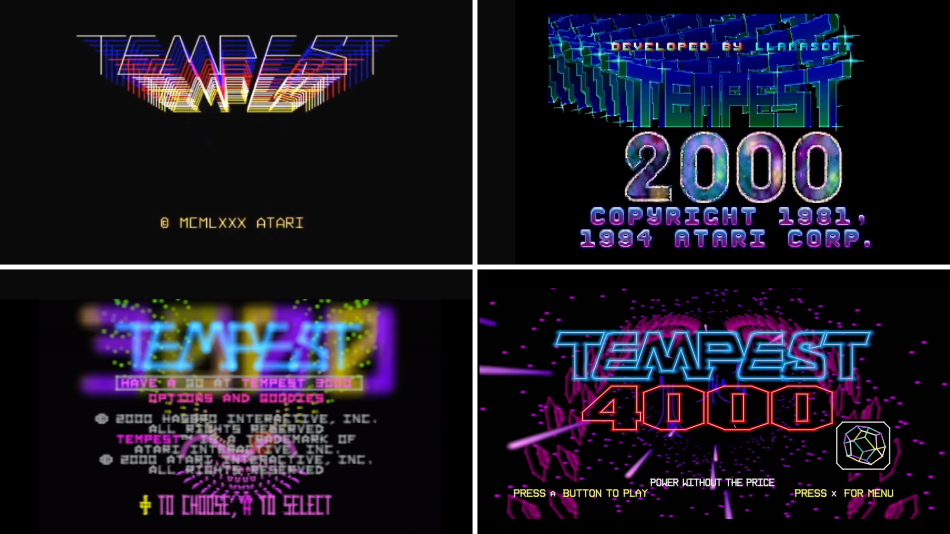 Tempest Title Screens