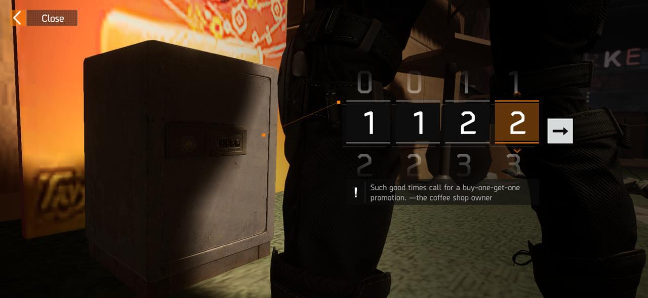 The Division Resurgence Oak Loch Safe Code 7