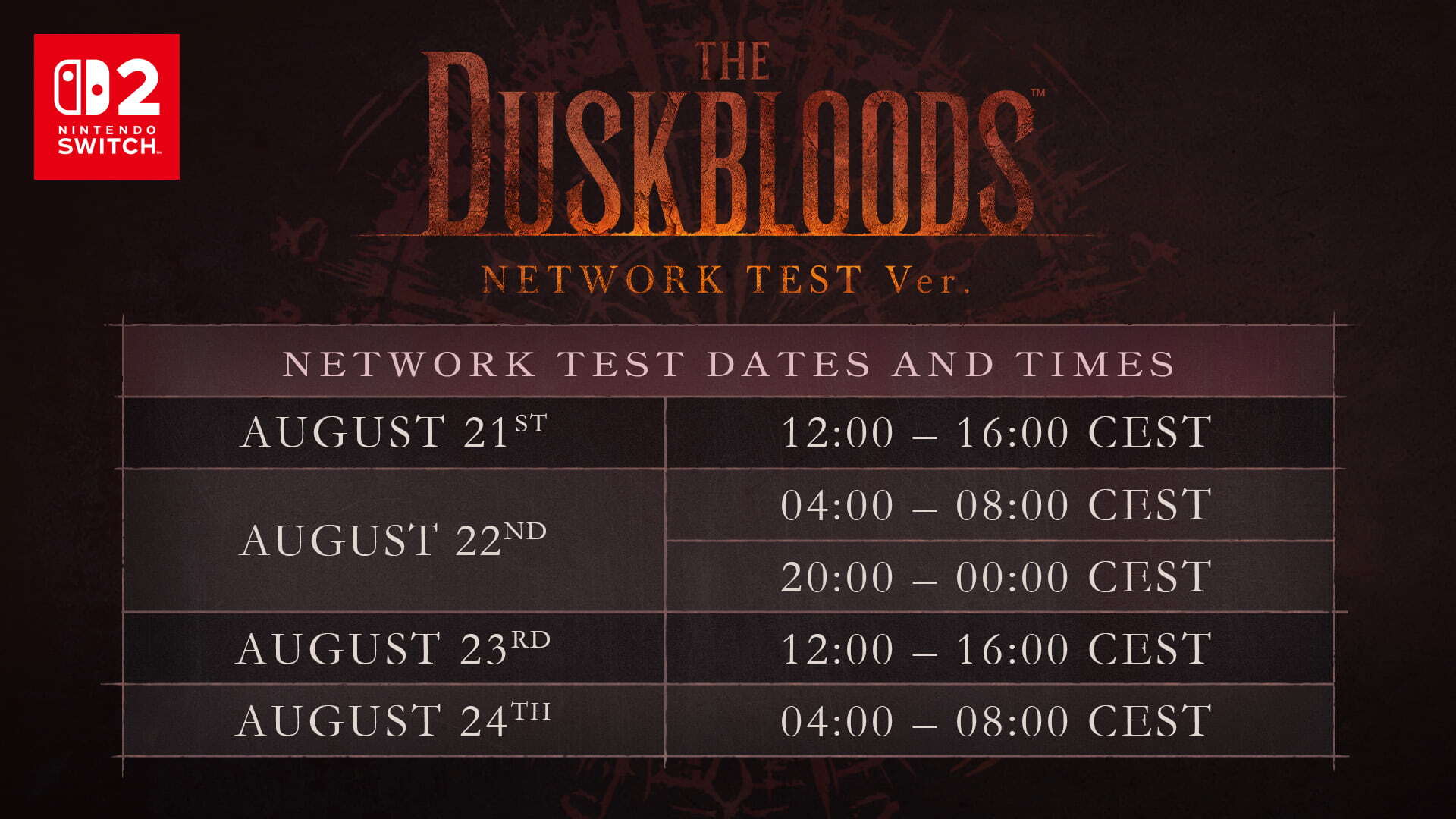The Duskbloods Network Test