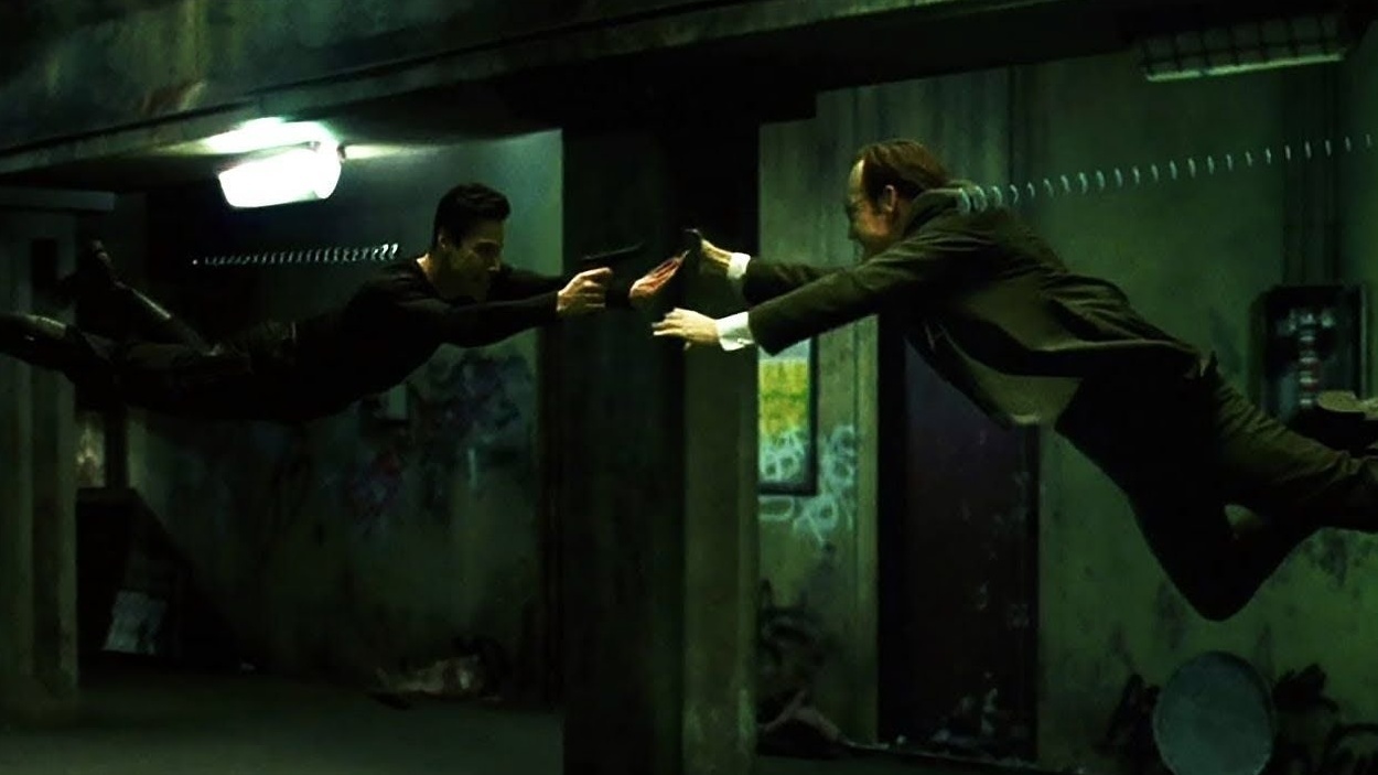 The Matrix 1999 subway fight 1