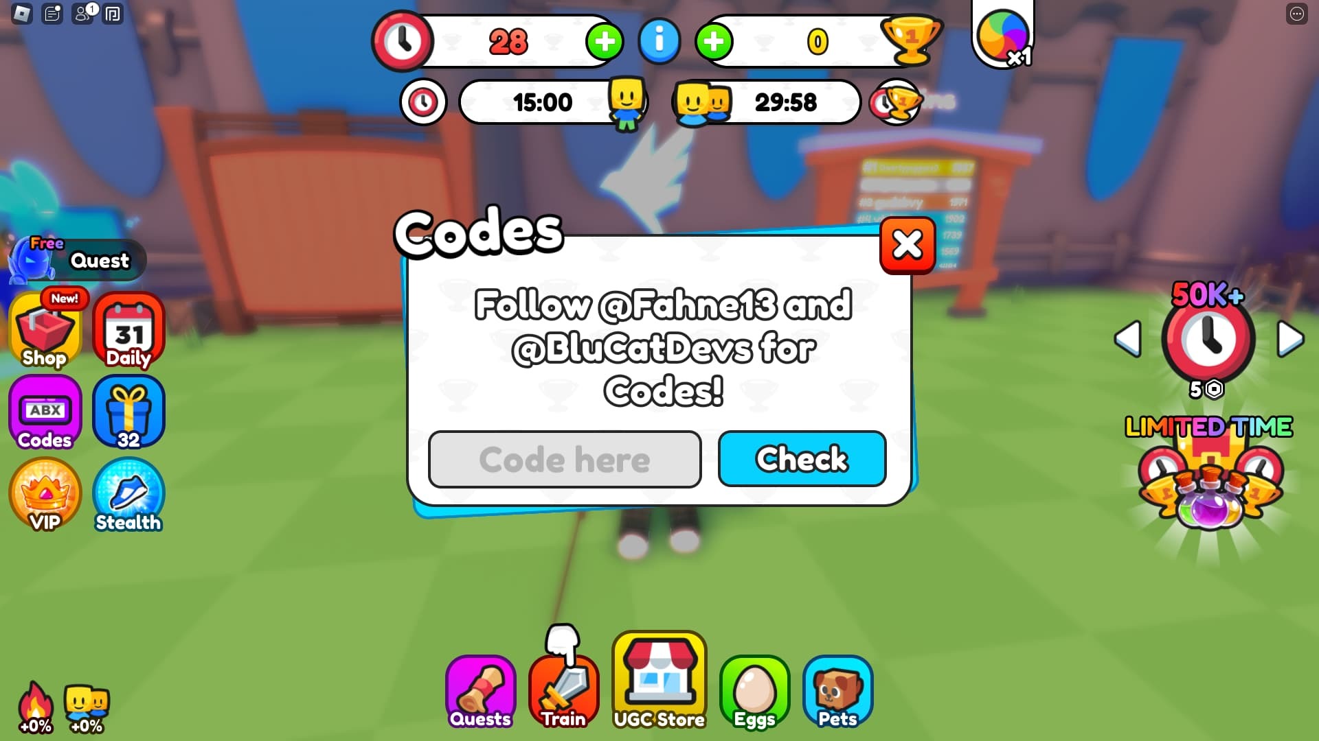 Train for UGC how to redeem codes