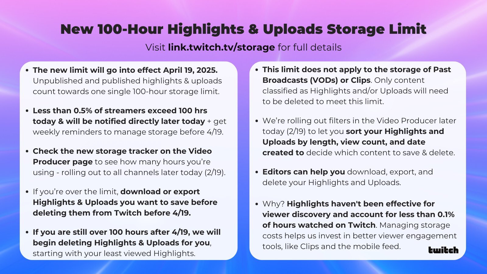 Twitch Storage Limit Twitter