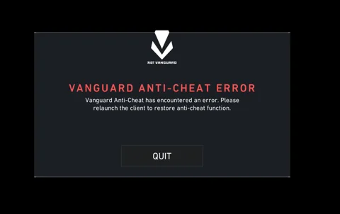 Vanguard Error Screen