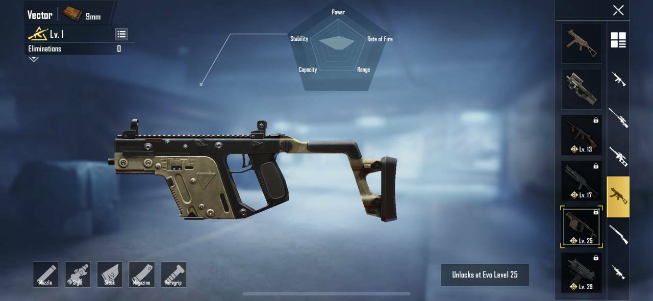 Vector weapon stats PUBG Mobile