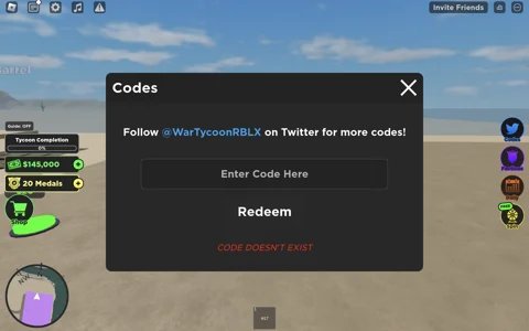 All War Tycoon Codes(Roblox) - Tested February 2023 - Player Assist