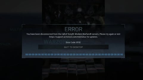 Warzone Error Code 8192