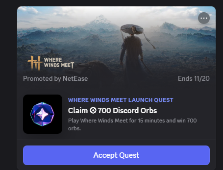 Where Winds Meet Discord quest launch