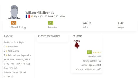 William Mikelbrencis Talents FIFA 21 ENG