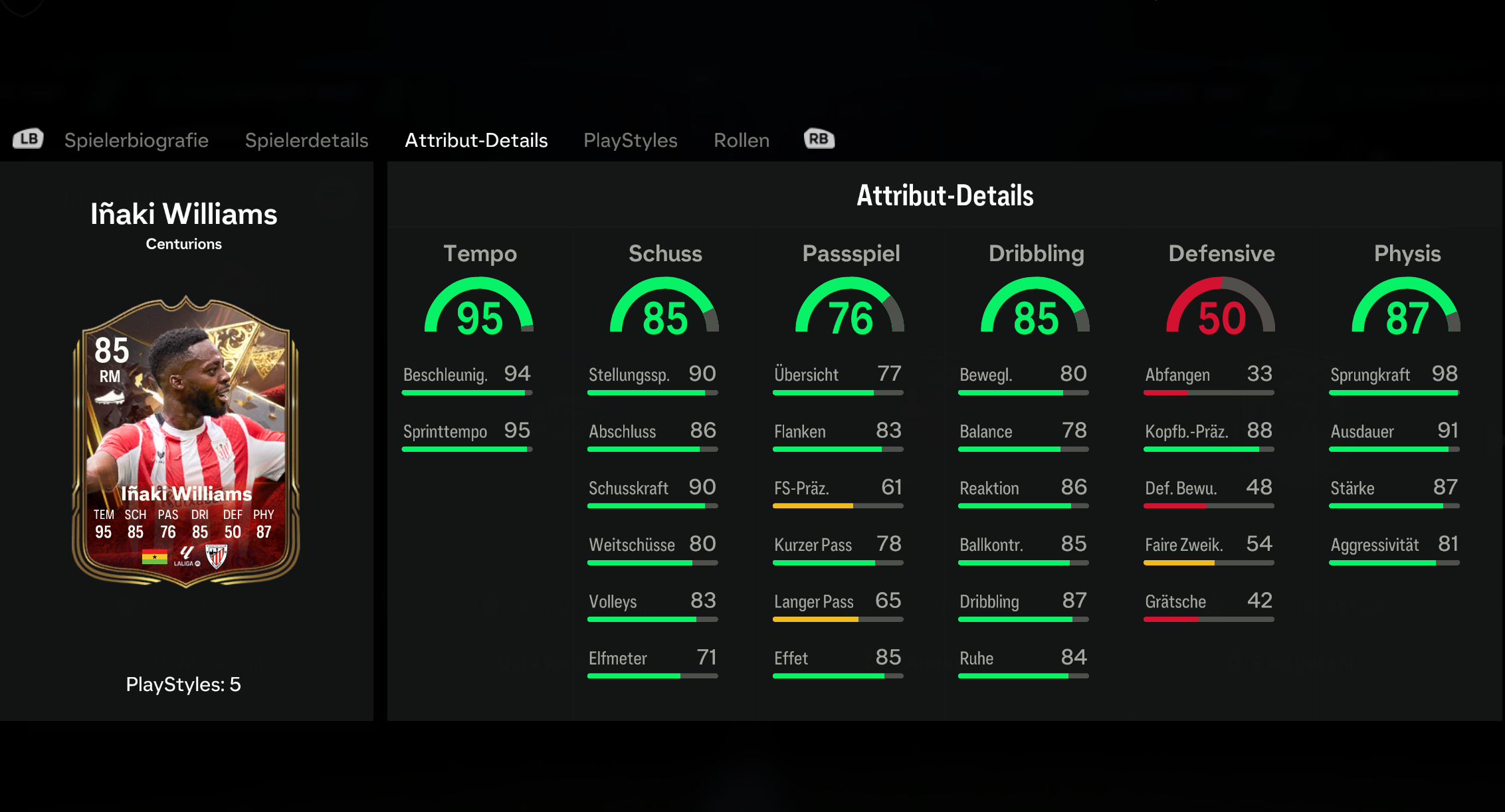 Williams SBC Stats