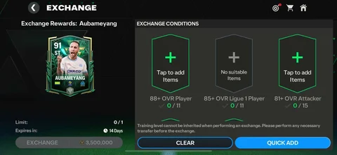 Winter Wildcards Aubameyang requirements