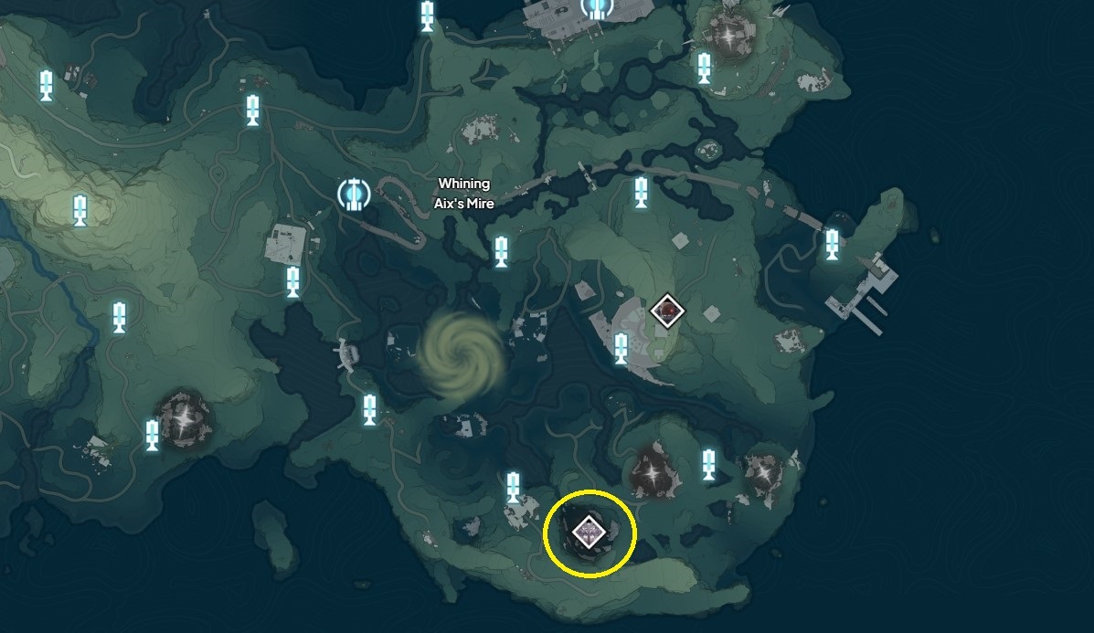 Wuthering Waves Mourning Aix boss map location