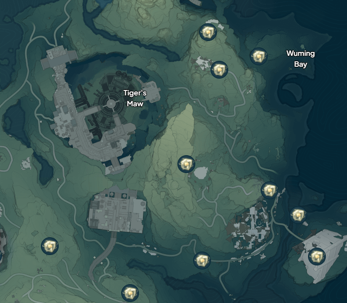 Wuthering Waves Tigers Maw and Bay Area Sonance Casket locations