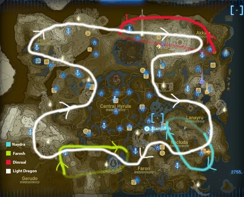 Zelda Tears of the Kingdom: Light Dragon Location Map, Route, and