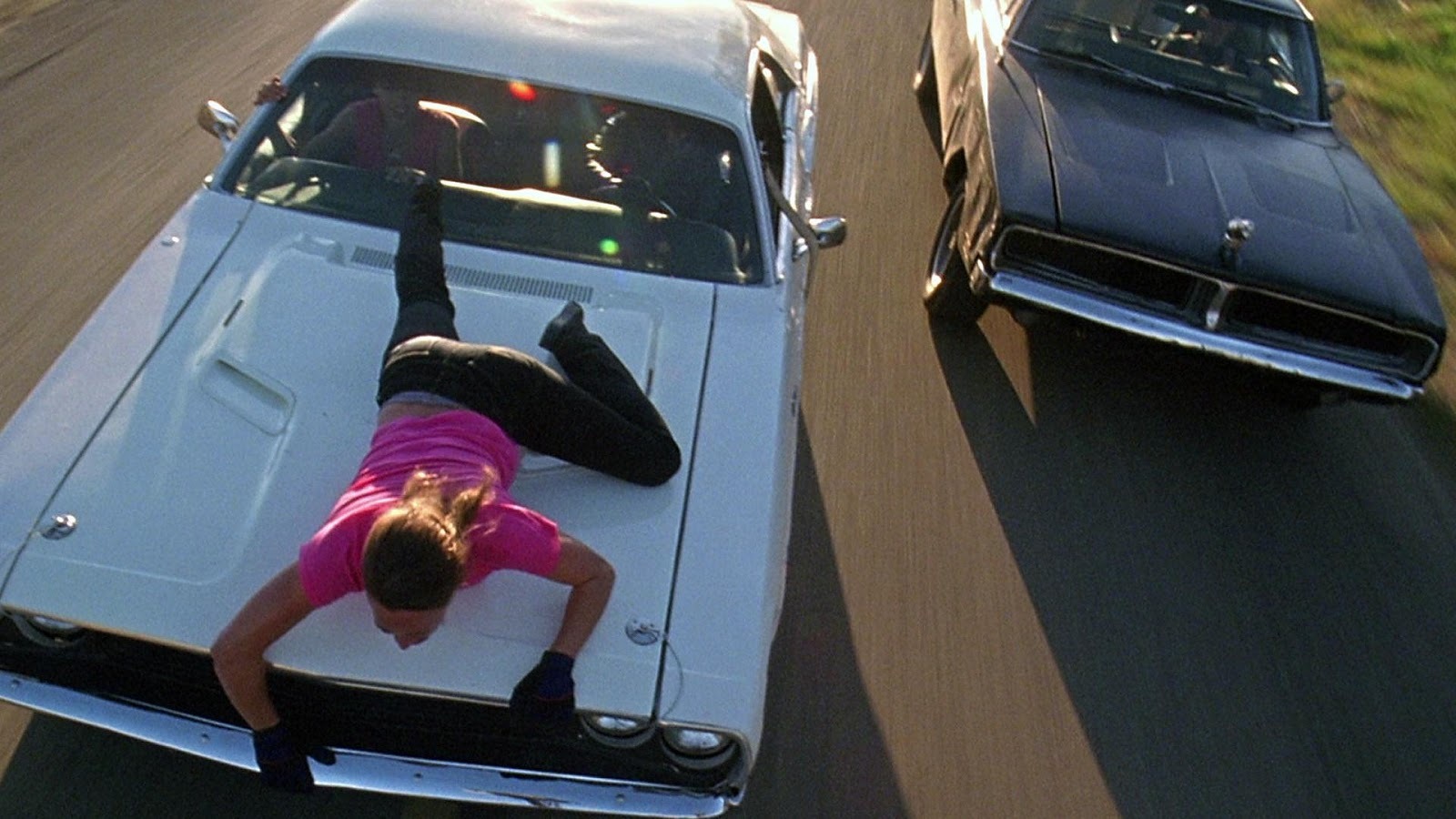 Zoë Bell Death Proof 2007 hood car scene